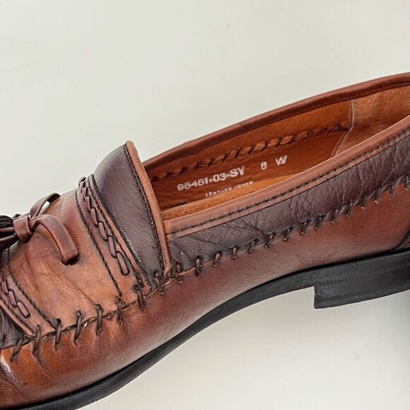 Brass Boot Tassel Leather Loafer Mens 8 W 2-Tone Brown Shoes Moccasins Moc Spain main image 8